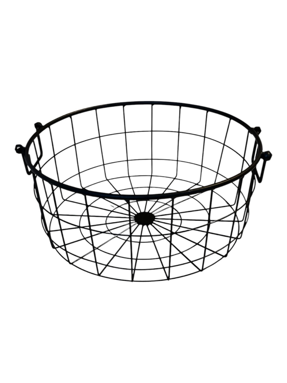 Black Metal Wire Storage Basket with Handles